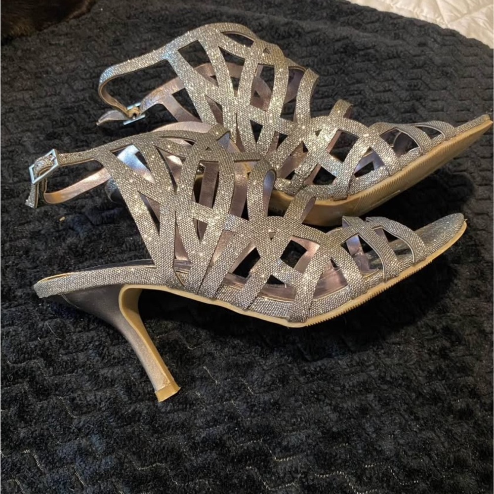 Unlisted Glittery Silver Strappy Heels